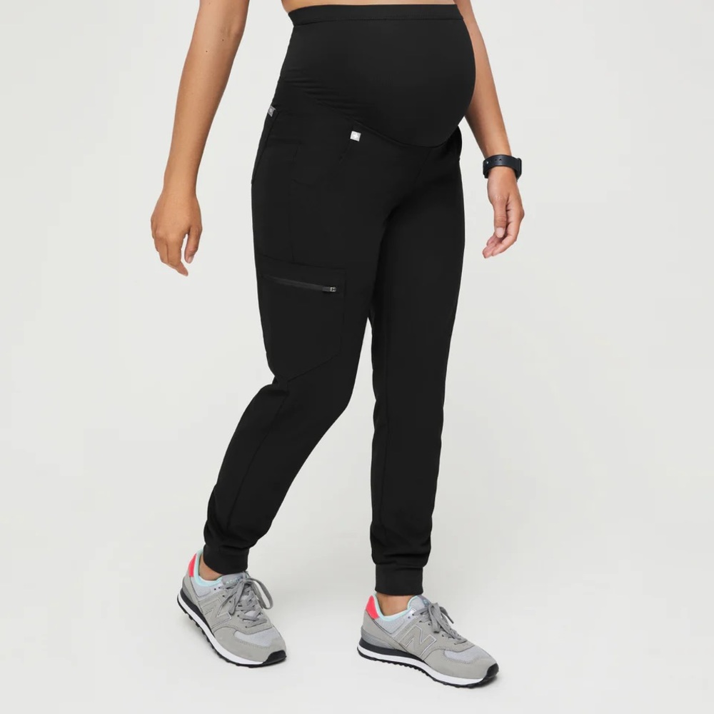 women's Black Zamora Maternity - Jogger Scrub Pants